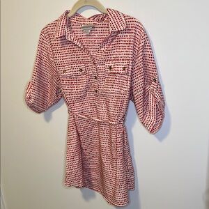 Oh! Mamma Red and White Long Sleeve Dress